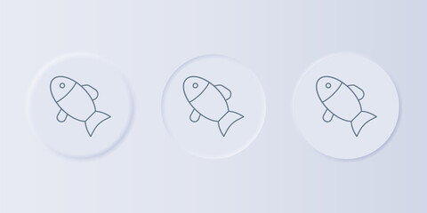 Poster - Grey Fish icon isolated on grey background. Set icons in square buttons. Vector