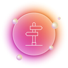 Poster - White Road traffic sign. Signpost icon isolated on white background. Pointer symbol. Isolated street information sign. Direction sign. Orange and pink gradient circle background. Vector