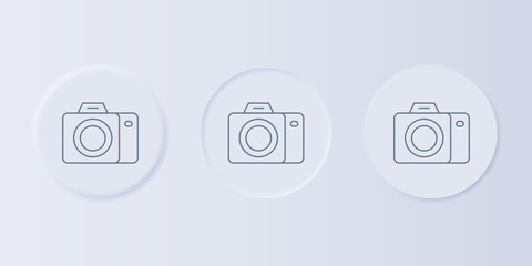 Poster - Grey Photo camera icon isolated on grey background. Foto camera. Digital photography. Set icons in square buttons. Vector