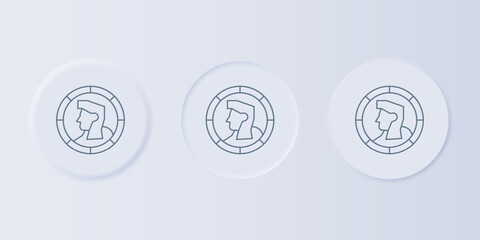 Poster - Grey Ancient coin icon isolated on grey background. Set icons in square buttons. Vector