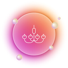 Poster - White Chandelier icon isolated on white background. Orange and pink gradient circle background. Vector
