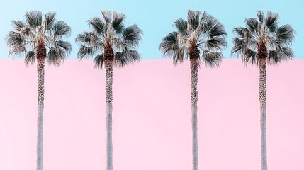 Aufkleber - Four palm trees arranged in a line against a bright background