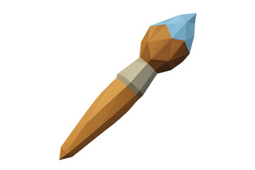 Poster - Polygonal paint brush dipped in blue paint on a transparent background, ideal for creative projects