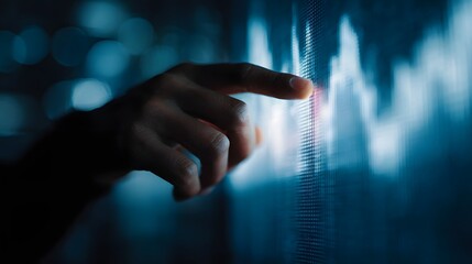 Poster - Investor analyzing market trends on a digital dashboard
