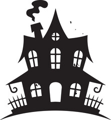 Fototapete - haunted house set line art silhouette vector illustration