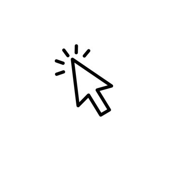Mouse cursor icon symbol with click effect on white background  