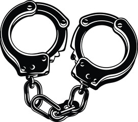 Fototapete - Handcuffed icons vector and Silhouette of handcuffs art collections