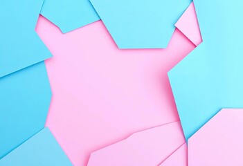 Wall Mural - pastel blue and pink geometric paper shapes form an abstract background, craft, paper