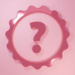Poster - Pink Question mark icon isolated on pink background. FAQ sign. Copy files, chat speech bubble and chart. Minimalism concept. 3D render illustration