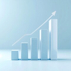 Poster - Abstract 3D Bar Chart Showing Growth And Progress In Light Blue With Upward Arrow