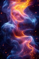 Poster - Abstract visualization of glowing waves with vibrant colors and smooth curves