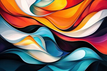 Poster - Colorful abstract wavy pattern with dynamic flowing lines and vibrant hues
