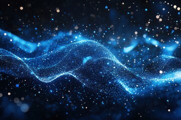 Poster - Abstract glowing blue digital network background with dynamic particle effects