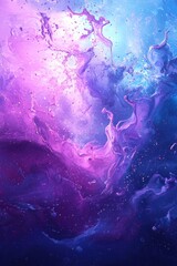 Poster - Vivid Abstract Art Depicting Colorful Fluid Swirls in Purple and Blue Tones