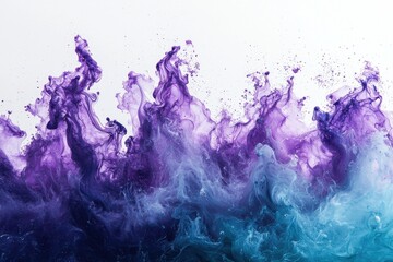 Poster - Abstract energy splash with purple and teal on white background