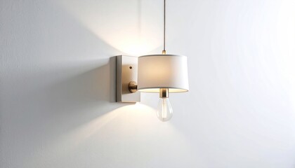 Aufkleber - Elegant Wall Sconce Lighting Fixture With Bulb Shadow On White Wall Background In Studio
