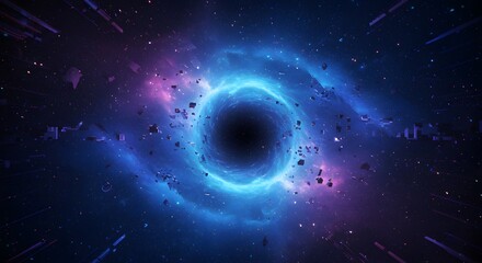 Fototapete - Stunning Cosmic Black Hole and Swirling Nebulae Abstract Galaxy Illustration for Astronomy and Space Exploration.