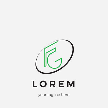 Minimalist Monogram Logo Design Letter FG with cool elliptical frame