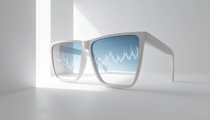 Aufkleber - Futuristic Smart Glasses Displaying Financial Data Against A Bright White Background
