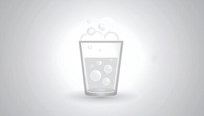Aufkleber - Transparent Glass With Bubbles And Foam Illustration On A Gradient Gray Background