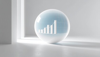 Aufkleber - Transparent Sphere Containing A 3D Graph Representing Global Market Growth Against A Bright White Background