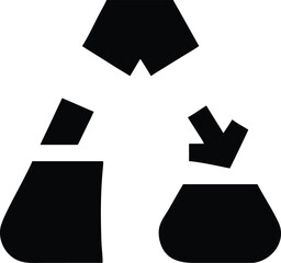 Fototapete - A black silhouette of the recycling symbol, on a white background