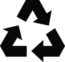 Fototapete - A black silhouette of the recycling symbol, on a white background