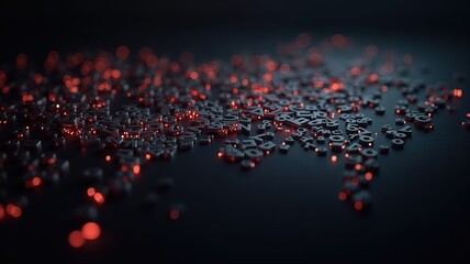 Abstract Dark Background with Glowing Numbers and Letters: Data, Technology, and Digital Concept