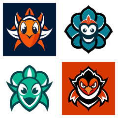 Poster - Collection of four cartoonish mascots with unique designs and vibrant color schemes in a collage format