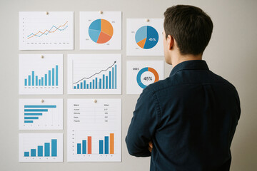 Poster - Man observing business charts and graphs image