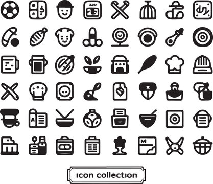 Black doodle vector icons: a hand-drawn set for web design and business, perfect for food, medical, and phone illustrations