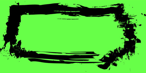 Aufkleber - Grunge Green Frame Background with Distressed Black Border Texture