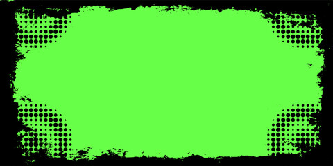 Aufkleber - Grunge Green Frame Background with Distressed Black Border Texture