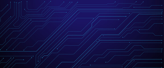 Poster - Vector dark blue technology background with crossed lines and dots.