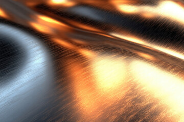 Fototapete - Abstract metallic surface with reflections. Modern technology background. Shiny copper and silver gradient texture for industrial design.