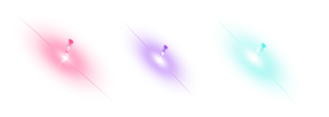 Wall Mural - Three glowing abstract orbs in pink, purple, and cyan with soft radiant light effects on white background. Perfect for digital design, tech visuals, or futuristic UI. Clean high-res vector concept.