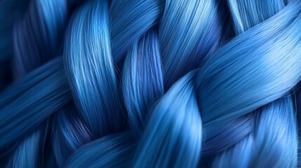 Poster - Close-up of a tightly woven braid with vibrant blue strands, showcasing texture and intricate pattern.