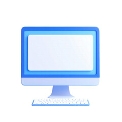 Fototapete - Modern computer monitor and keyboard isolated on transparent background
