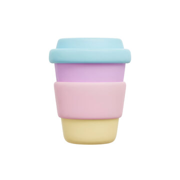 Pastel Coffee Cup 3D Rendering Isolated