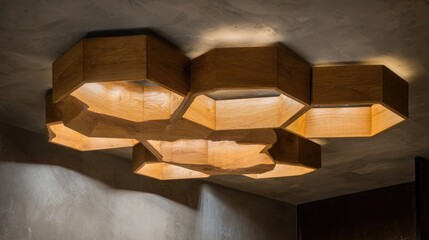 Poster - Modern ceiling light design with geometric shapes and warm glow