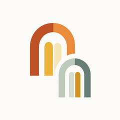 Poster - Abstract geometric arches in muted colors for modern design  