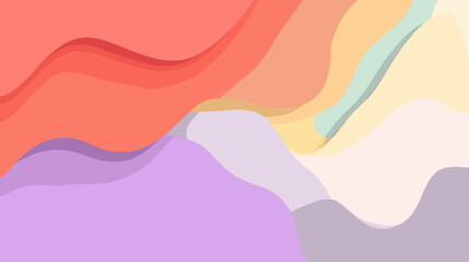 Poster - Abstract colorful wave patterns in soft pastel tones  