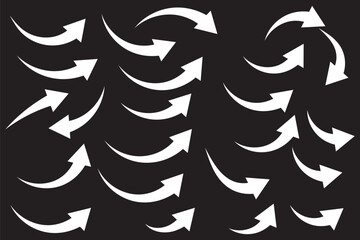 Poster - Collection of curved arrows. Set simple curved hand drawn arrows. Collection of pointers.