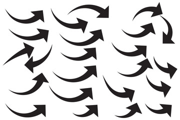 Poster - Black arrows icon vector set. Bold arrow symbol curved flat design isolated