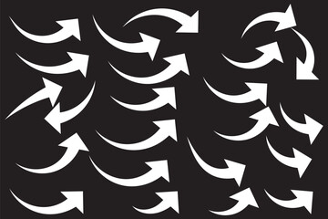Poster - Black arrows icon vector set. Bold arrow symbol curved flat design isolated