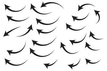 Poster - Black arrows icon vector set. Bold arrow symbol curved flat design isolated