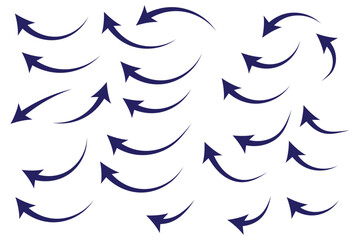 Poster - Black arrows icon vector set. Bold arrow symbol curved flat design isolated