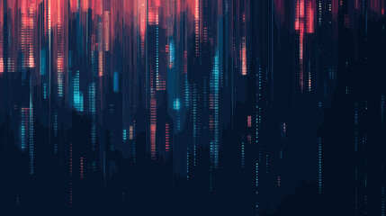 Poster - Abstract hand-drawn flat vector-style illustration of glitch background  