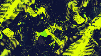 Poster - Abstract hand-drawn vector illustration with vibrant green and black colors  