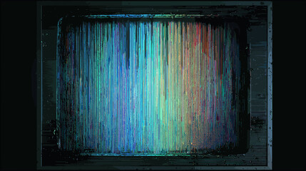 Poster - Abstract colorful texture on old television screen with dark background  